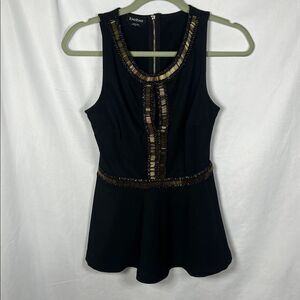 Bebe Embellished Black Peplum Top Y2K size Small